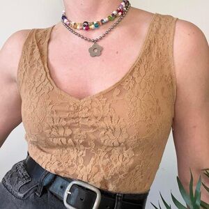 lacy golden charlotte russe tank top